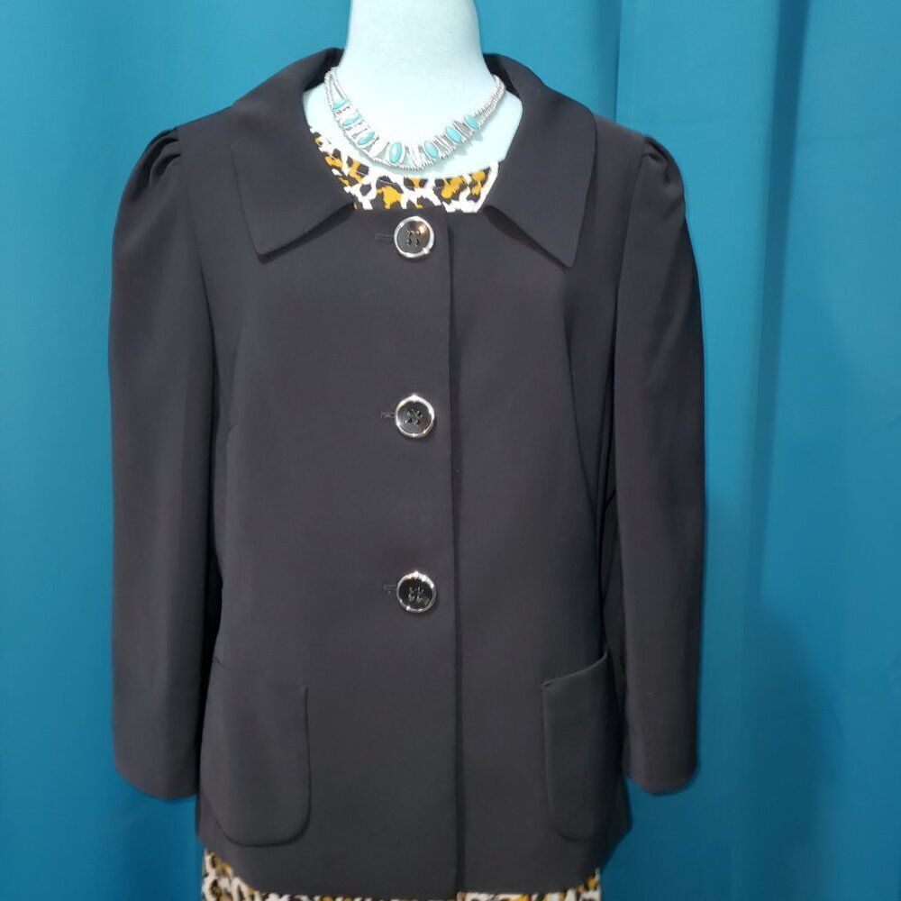 Dillard’s John Meyer Classic Black Blazer w/ paisley silky lining size 14 - Picture 2 of 8